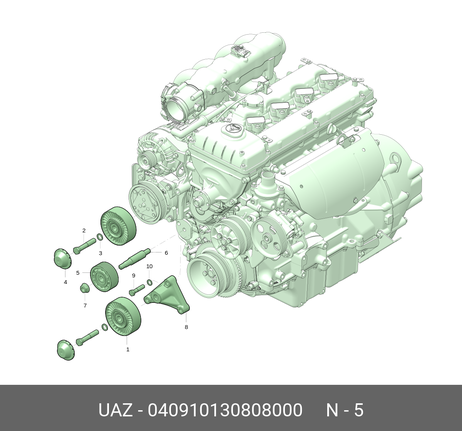 фото UAZ 40 910 130 808 000 Ролик натяжной для а/м газ, УАЗ двигатель ЗМЗ 409 без ГУР 040910130808000 UAZ 40 910 130 808 000 Ролик натяжной для а/м газ, УАЗ двигатель ЗМЗ 409 без ГУР 040910130808000