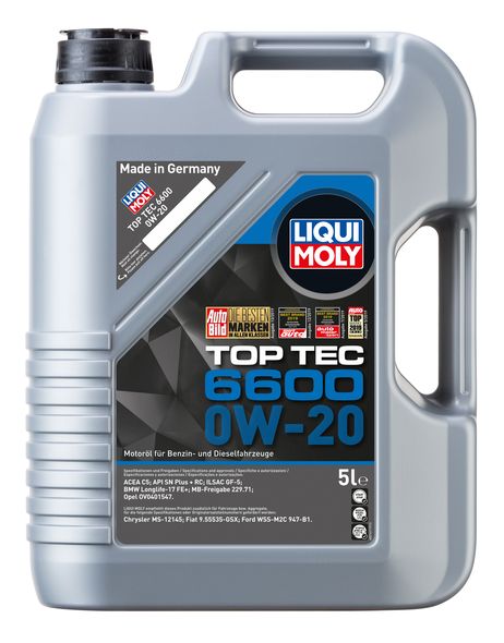 Liqui Moly 21411 0w-20 Top Tec 6600, API SN Plus + RC, 5л (HC-синт.мотор.масло) для bmw, Mercedes-Benz, Opel