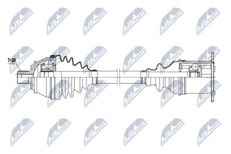 NTY NPWAU021 Полуось Audi A6 2.0tdi,2.0tfsi,2.0fsi,3.2fsi 04-11 акпп передняя правая | перед прав |
