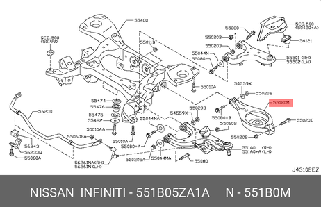 фото Nissan 551B0-5ZA1A Рычаг Z62 задний нижн. Nissan 551B0-5ZA1A Рычаг Z62 задний нижн.