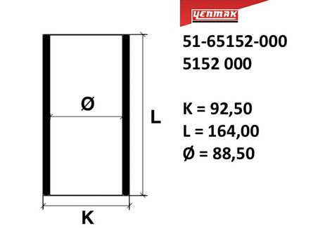фото YENMAK 5165152000 89,00 mm. Гильза k=92,5 l=164 YENMAK 5165152000 89,00 mm. Гильза k=92,5 l=164
