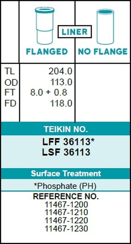 фото Teikin LFF36113 Гильза блока цилиндров (6шт/упак) хонингованная Teikin LFF36113 Гильза блока цилиндров (6шт/упак) хонингованная