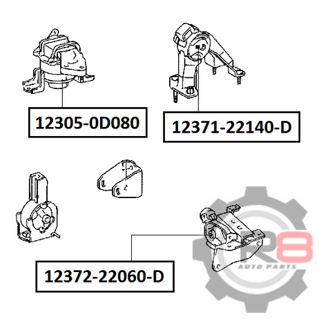 R8 R81237122140D подушка двс зад [картридж] - 1zzfe - 79mm (-12371-22140-d)