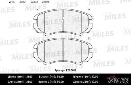 Miles E500019 Колодки тормозные hyundai tucson/kia sportage 04- передние Ceramic