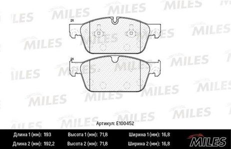 Miles E100452 Колодки тормозные mercedes GL x166/ml w166 передние
