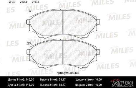 Miles E100408 Колодки тормозные ford ranger 99-/mazda b-serie 99- /bt-50 06- передние