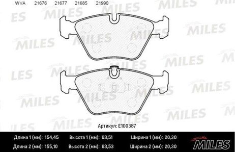 Miles E100387 Колодки тормозные BMW E39 520i/523i/535i передние