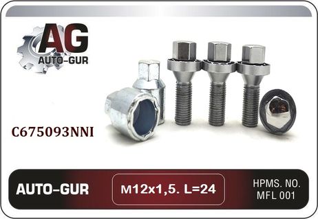 фото Auto-GUR C675093NNI Болты секретки комплект М12x1,5 l=24 60 cone (-2Key) Auto-GUR C675093NNI Болты секретки комплект М12x1,5 l=24 60 cone (-2Key)