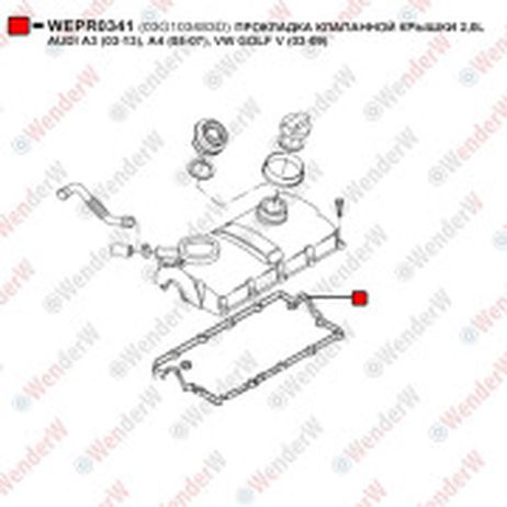 фото WENDERW WEPR0341 Прокладка клапанной крышки 2,0l audi a3 (03-13), a4 (05-07), vw golf v (03-09) WENDERW WEPR0341 Прокладка клапанной крышки 2,0l audi a3 (03-13), a4 (05-07), vw golf v (03-09)