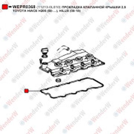 фото WENDERW WEPR0368 Прокладка клапанной крышки 2,5 toyota hiace h200 (05-…), hilux (05-15) WENDERW WEPR0368 Прокладка клапанной крышки 2,5 toyota hiace h200 (05-…), hilux (05-15)