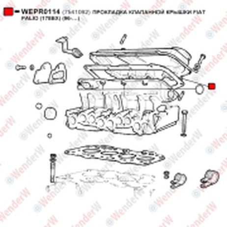 фото WENDERW WEPR0114 Прокладка клапанной крышки fiat palio (178bx) (96-…) WENDERW WEPR0114 Прокладка клапанной крышки fiat palio (178bx) (96-…)