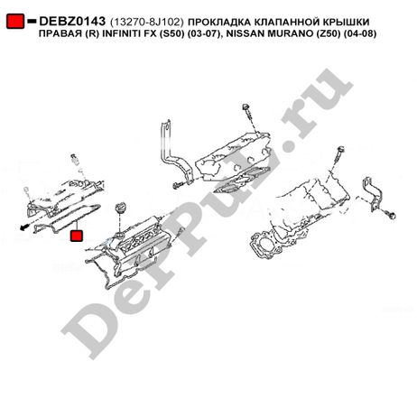 фото DePPuL DEBZ0143 Прокладка клапанной крышки правая (r) infiniti fx (s50) (03-07), nissan murano (z50) (04-08) DePPuL DEBZ0143 Прокладка клапанной крышки правая (r) infiniti fx (s50) (03-07), nissan murano (z50) (04-08)