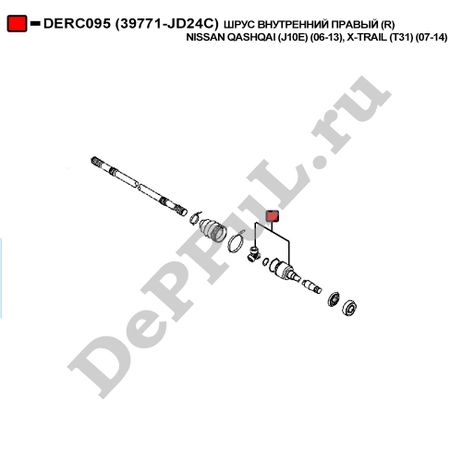фото DePPuL DERC095 Шрус внутренний правый (r) nissan qashqai (j10e) (06-13), x-trail (t31) (07-14) DePPuL DERC095 Шрус внутренний правый (r) nissan qashqai (j10e) (06-13), x-trail (t31) (07-14)