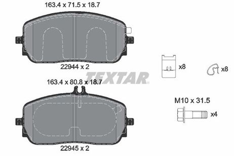 Textar 2294401 Колодки тормозные дисковые | перед |