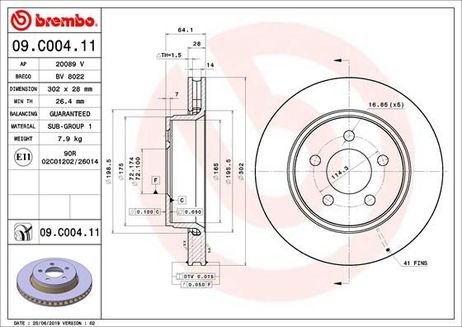 Brembo 09.C004.11 Диск тормозной | перед |