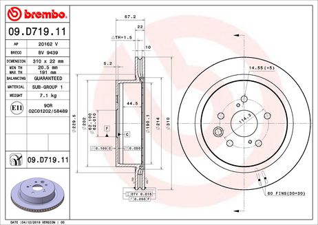 фото Brembo 09.D719.11 Диск тормозной UV Coated | зад | Brembo 09.D719.11 Диск тормозной UV Coated | зад |