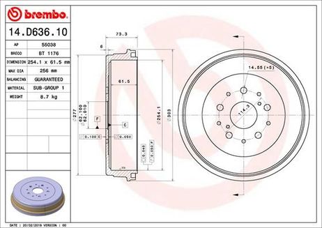 Brembo 14.D636.10 Барабан тормозной 
