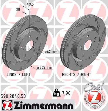 Zimmermann 590.2840.53 Диск тормозной | перед |