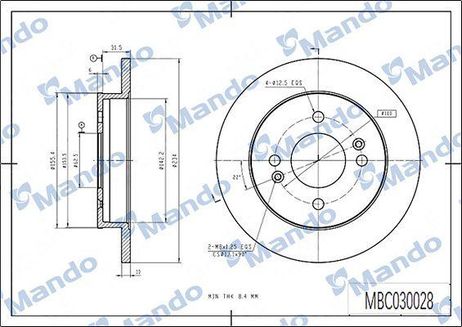 фото Mando MBC030029 Диск тормозной | зад | Mando MBC030029 Диск тормозной | зад |