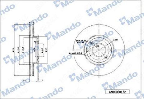 фото Mando MBC030173 Диск тормозной | перед | Mando MBC030173 Диск тормозной | перед |