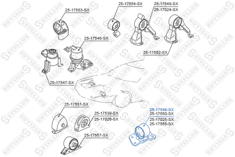 фото Stellox 25-17549-SX Подушка двигателя левая Mitsubishi Lanc | перед | Stellox 25-17549-SX Подушка двигателя левая Mitsubishi Lanc | перед |