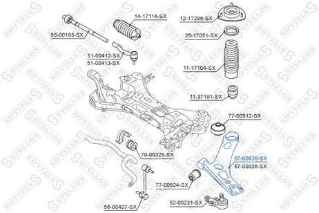 фото Stellox 57-00935-SX Рычаг левый Hyundai i40 CW (vf) 11> | перед | Stellox 57-00935-SX Рычаг левый Hyundai i40 CW (vf) 11> | перед |