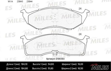 Miles E100393 Колодки тормозные chrysler 300m/voyager/dodge caravan передние