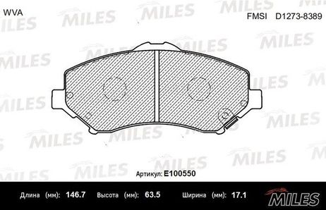 Miles E100550 Колодки тормозные chrysler voyager/jeep cherokee/wrangler 07- передние