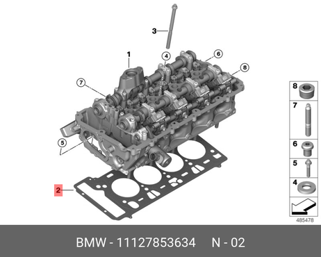 фото BMW 11 12 7 853 634 Уплотн.прокладка головки блока цилиндров BMW 11 12 7 853 634 Уплотн.прокладка головки блока цилиндров