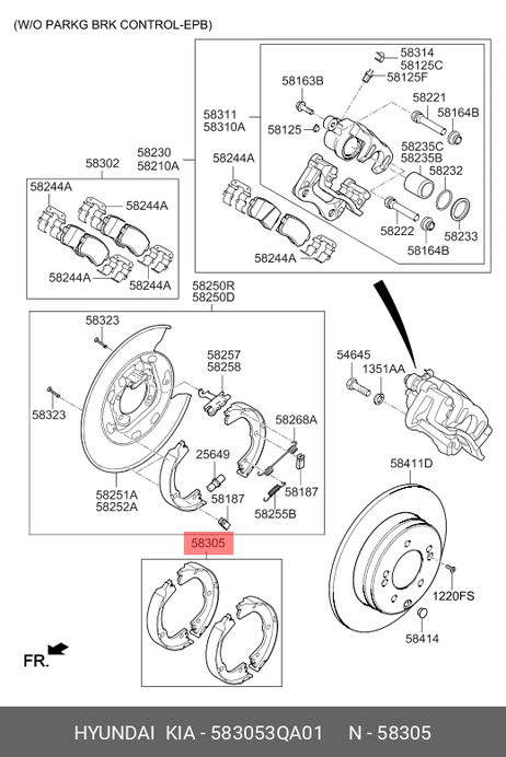 фото Hyundai/Kia 583053QA01 Колодки тормозные барабанные Hyundai/Kia 583053QA01 Колодки тормозные барабанные