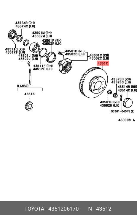 фото Toyota 43512-06170 Диск тормозной | перед | Toyota 43512-06170 Диск тормозной | перед |