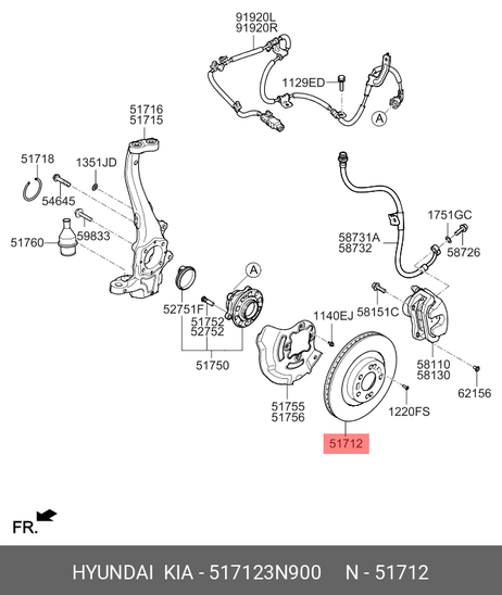 фото Hyundai/Kia 51712-3N900 Диск тормозной Hyundai/Kia 51712-3N900 Диск тормозной