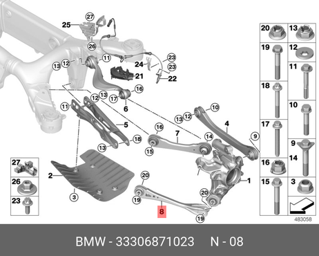 фото BMW 33306871023 Рычаг подвески | зад лев | BMW 33306871023 Рычаг подвески | зад лев |