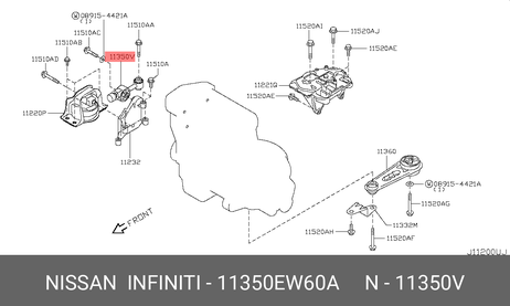 фото Nissan 11350-EW60A подушка двигателя | прав | Nissan 11350-EW60A подушка двигателя | прав |