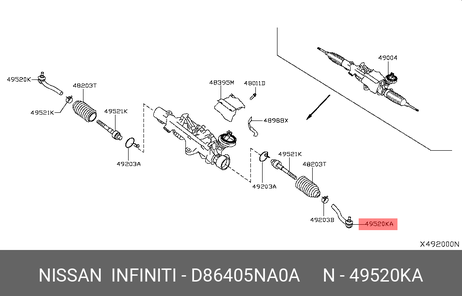 фото Nissan D8640-5NA0A Наконечник рулевой тяги | лев | Nissan D8640-5NA0A Наконечник рулевой тяги | лев |