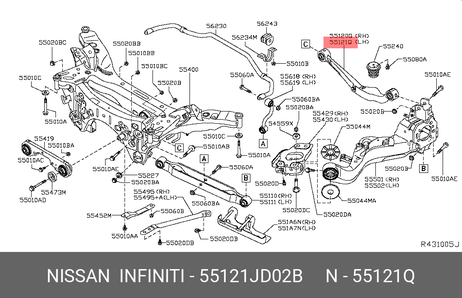 фото Nissan 55121-JD02B Рычаг задней подвески, верхний левый (в сборе) Nissan 55121-JD02B Рычаг задней подвески, верхний левый (в сборе)