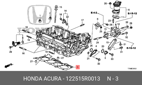 фото Honda 12251-5R0-013 Прокладка головки блока цилиндров Honda 12251-5R0-013 Прокладка головки блока цилиндров