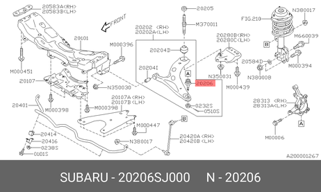 фото Subaru 20206-SJ000 Опора шаровая | перед лев | Subaru 20206-SJ000 Опора шаровая | перед лев |
