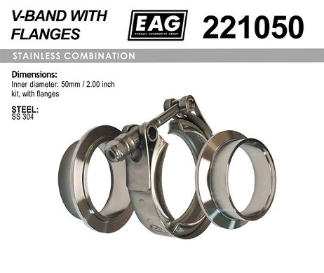 фото EAG 221050 Хомут V-Band 50мм/2.0' к-т (с фланцами ss304) EAG 221050 Хомут V-Band 50мм/2.0' к-т (с фланцами ss304)