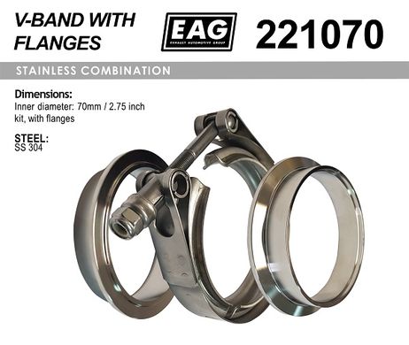 фото EAG 221070 Хомут V-Band 70мм/2.75' к-т (с фланцами ss304) EAG 221070 Хомут V-Band 70мм/2.75' к-т (с фланцами ss304)
