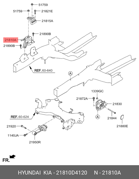 Hyundai/Kia 21810D4120 Опорный узел двигателя