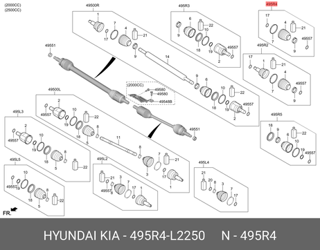 фото Hyundai/Kia 495R4L2250 Пыльник шруса колеса, поставляется в комплекте с 2 хомутами, 1 демпфер Hyundai/Kia 495R4L2250 Пыльник шруса колеса, поставляется в комплекте с 2 хомутами, 1 демпфер
