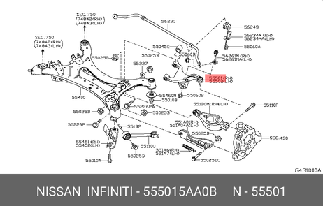 фото Nissan 55501-5AA0B Сайлентблок балки Nissan 55501-5AA0B Сайлентблок балки