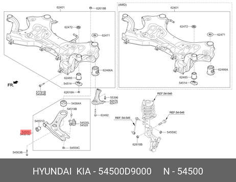 фото Hyundai/Kia 54500 D9000 Рычаг подвески | перед лев | Hyundai/Kia 54500 D9000 Рычаг подвески | перед лев |