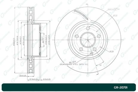 фото G-brake GR20731 Диск тормозной вентилируемый G-brake GR20731 Диск тормозной вентилируемый