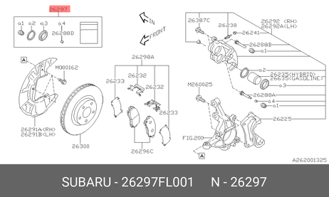 фото Subaru 26297FL001 Ремкомплект тормозного суппорта Subaru 26297FL001 Ремкомплект тормозного суппорта