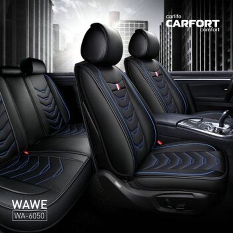 фото CarFort WA6050 Чехлы (накидки) Wave, экокожа, комплект, черный CarFort WA6050 Чехлы (накидки) Wave, экокожа, комплект, черный