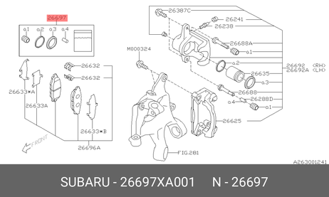 фото Subaru 26697XA001 Ремкомплект суппорта Subaru 26697XA001 Ремкомплект суппорта