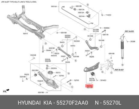 Hyundai/Kia 55270F2AA0 Рычаг зад.продольный левый