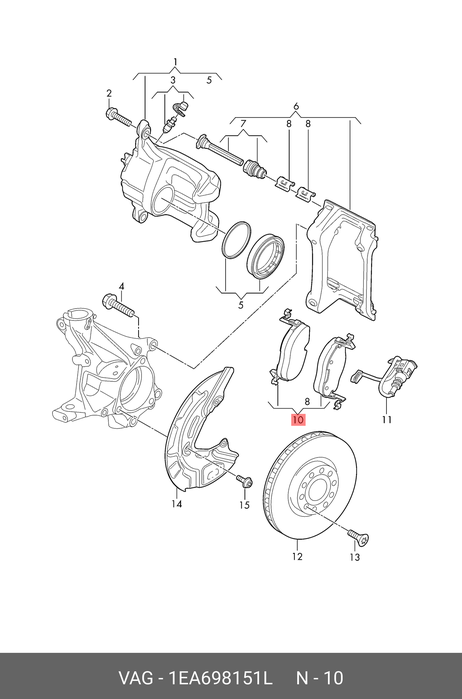 фото VAG 1EA698151L Колодки тормозные дисковые VAG 1EA698151L Колодки тормозные дисковые